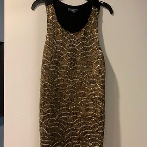 Gold and black sequin tank